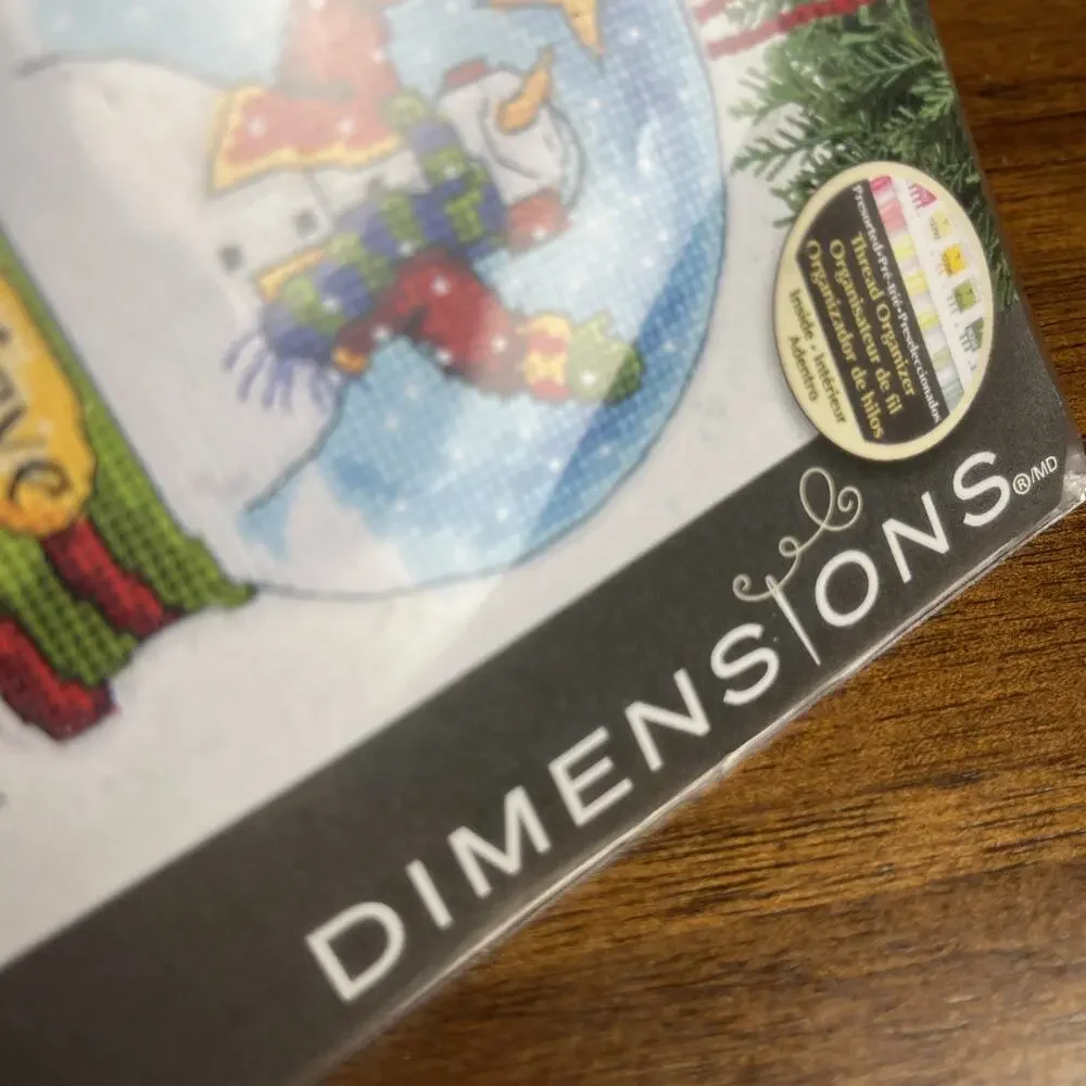 2013 Dimensions “Believe Snow Globe Ornament” Cross Stitch Kit Snowman Christmas